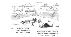 Cyber Security Joke Cartoon: Protecting Against Cloud Malware